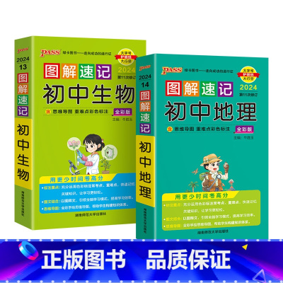 [套装]地理+生物2本 初中通用 [正版]新2024图解速记初中语文数学英语物理化学地理生物历史道德与法治文言文古诗文单