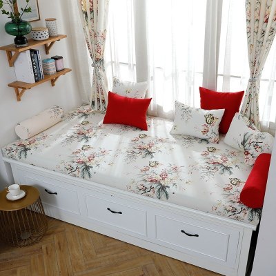 北欧高密度海绵飘窗垫乳胶窗台垫定做沙发毯阳台垫榻榻米卡座 花2号 定制联系客服报价(自拍不发货)