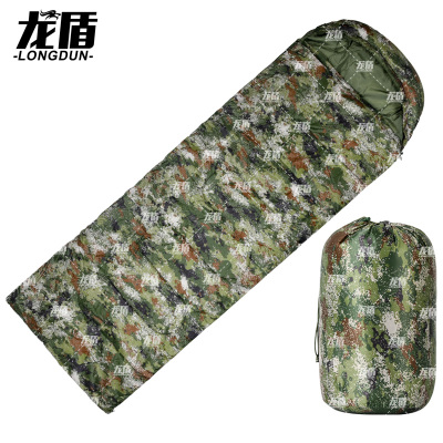 龙盾户外信封式睡袋 加厚保暖成人单兵迷彩野营睡袋 1.5KG丛林荒漠水墨纹