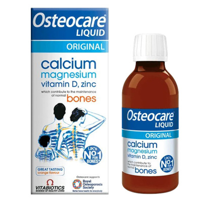 英国进口薇塔贝尔VitabioticsOsteocare液体钙镁锌儿童孕妇成人补钙矿物质甜橙味200ml