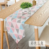 北欧桌旗 棉麻家用桌布电视柜长桌旗欧式茶几现代简约 彩色三角 30*180cm(适合120-140cm左右桌子茶几柜子)