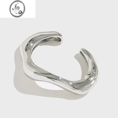 JiMi身体抽象夸张银色手镯女2023新款气质小众设计感手圈手环镯子