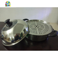 不锈钢桑拿锅蒸锅锅具海鲜蒸汽锅桑拿鸡桑拿海鲜锅火锅蒸锅桑拿煲 FENGHOU 锅口40cm带蒸片