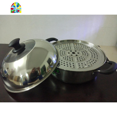 不锈钢桑拿锅蒸锅锅具海鲜蒸汽锅桑拿鸡桑拿海鲜锅火锅蒸锅桑拿煲 FENGHOU 锅口40cm带蒸片