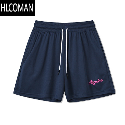 HLCOMAN美式五分篮球运动裤男子冰丝速干刺绣休闲宽松复古潮牌糖果色短裤