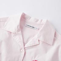 [1件3折价:79.5]美特斯邦威白色短袖衬衫女百搭夏季下摆收口印花女士外套