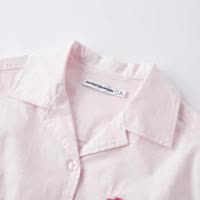 [1件3折价:79.5]美特斯邦威白色短袖衬衫女百搭夏季下摆收口印花女士外套