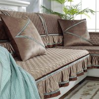 家柏饰(CORATED)毛绒沙发垫四季通用皮沙发防滑坐垫子简约现代时尚沙发套罩 暖熙-浅咖 70*150cm+花边