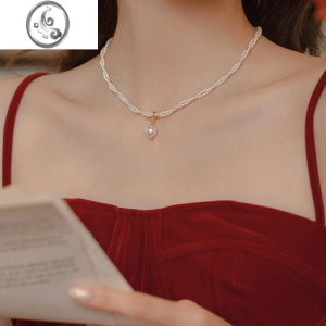 JiMi法式复古双层珍珠项链女高级感锁骨链2023年新款设计感颈链 金色