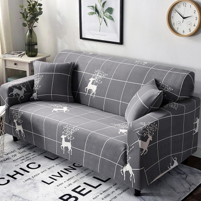 弹力懒人沙发套罩通用型全包萬能套简约布艺沙发垫全盖布 北欧麋鹿 S码(沙发长度90-140cm适用)一般适合单人位