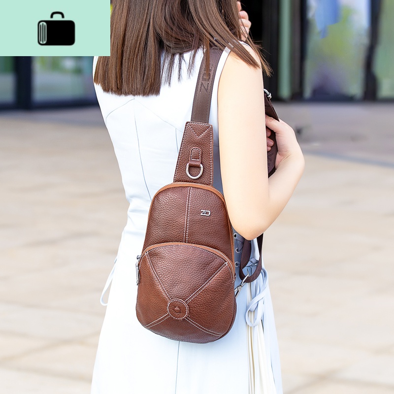 新款头层牛皮韩版潮单肩包时尚百搭小包胸前斜挎包包new lake女斜挎包