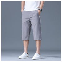 男士夏季薄款抽绳休闲短裤直筒宽松冰丝透气中青年运动中裤男