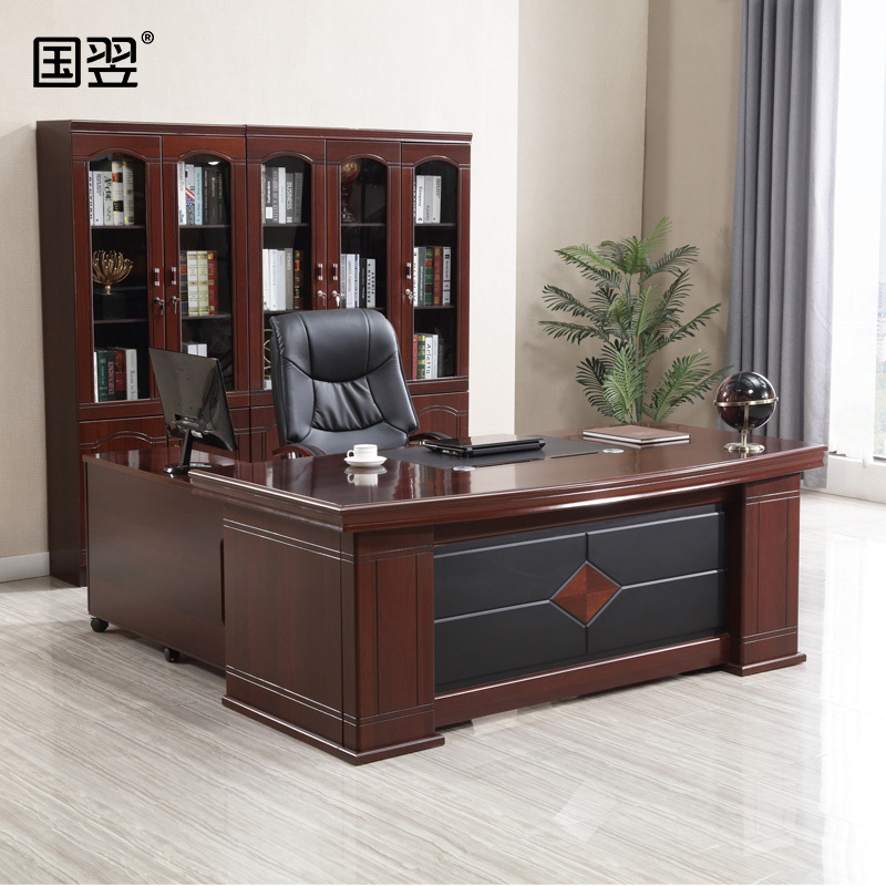 国翌 GY-BT-160876办公家具班台储物桌办公桌主管桌老板桌电脑桌红胡桃桌 1600*800*760mm
