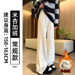 加绒微喇卫裤女秋冬新款黑色羊毛马蹄裤子毛呢休闲显瘦喇叭裤_13
