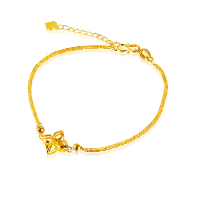 黄金码头5G足金999幸运四叶草手链女表白生日送女友爱人黄金链子约2.9克