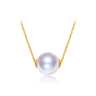 ARMASA阿玛莎18K黄金项链淡水珍珠路路通吊坠白珠时尚款（附证书1-2个工作日发货）黄色