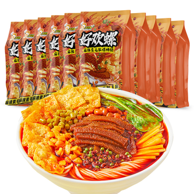 好欢螺螺蛳粉麻辣素毛肚375g*10袋柳州螺狮粉方便米线酸辣粉