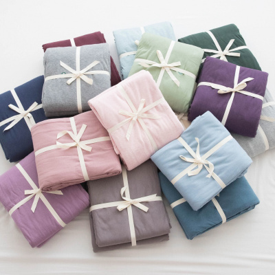 简约天竺棉针织棉全棉被套被罩被单纯棉单件床上用品简约纯色