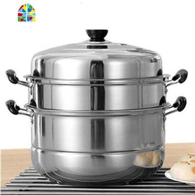 苏兴蒸锅不锈钢三层加厚火锅3层二2层多层蒸笼电磁炉锅具26c-30cm FENGHOU 二层加厚复底 30cm