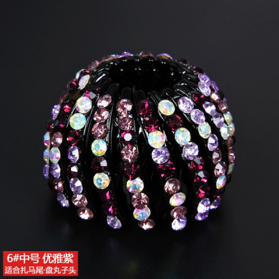 盘发神器丸子头鸟巢长发盘发器花苞女发夹洛滑头饰头发造型固定卡子6#中号-优雅紫