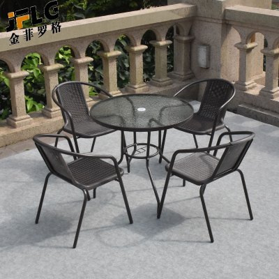 金菲罗格户外桌椅庭院露天阳台室外休闲椅子 波尔多4椅+105cm圆桌