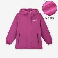 [1件3.5折]铅笔俱乐部童装秋冬新款女童外套双层加绒儿童上衣连帽防风