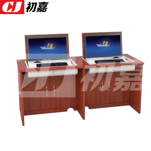 初嘉(CJ) 多媒体翻转电脑桌电教室培训桌隐藏式机房电脑桌 双人位