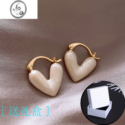 JiMis925银银爱心耳环女2023年新款潮高级感桃心耳饰小众设计轻奢耳钉