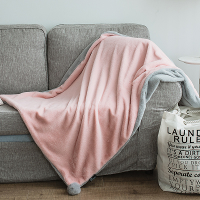 北欧风毛毯加厚兔兔绒冬季短毛绒单人双人宿舍毯子办公室球球毯