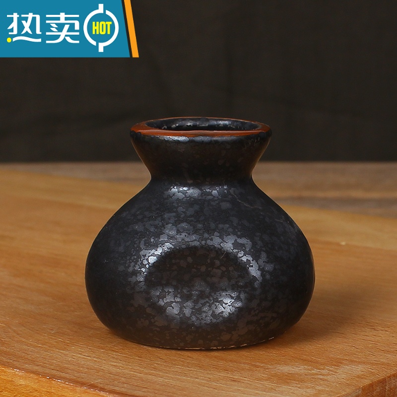 敬平简约釉下彩陶瓷牙签筒家庭餐厅火锅干冰小瓶子收纳盒饭店日式盅 布袋牙签筒