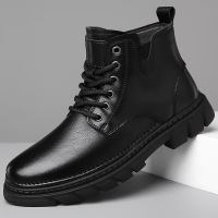 马丁靴男2025秋冬新款男潮鞋复古工装靴加绒保暖棉鞋真皮男士皮靴