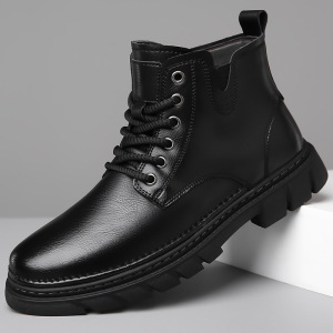 马丁靴男2025秋冬新款男潮鞋复古工装靴加绒保暖棉鞋真皮男士皮靴