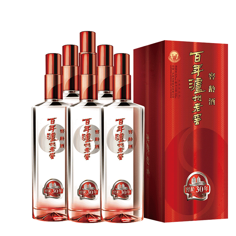 泸州老窖 窖龄30年 52度500ml*6瓶整箱 浓香型高度白酒(含3礼袋)