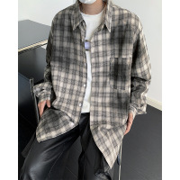 男装美式格子衬衫男春秋新款中性男友风宽松潮流休闲痞帅百搭外套