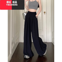 YIBUSHENG大码高腰休闲裤女2024新款季黑色裤子胖妹妹遮垮显瘦宽松阔腿裤