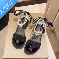 SUNTEK网红法式超仙凉鞋女中跟2023新款夏季高跟小众百搭仙女风时尚超火