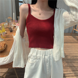 显瘦内搭针织衫背心吊带女夏季短款露脐外穿无袖上衣女性感打底衫