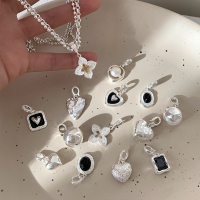 纯银复古爱心几何吊坠项链合集女时尚百搭小众设计感高级银饰送女朋友老婆情人节七夕生日礼物