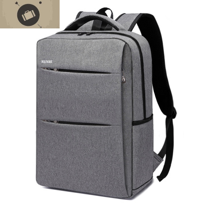 商务男士双肩包韩版潮背包简约电脑包休闲女旅行包中学生书包时尚艾狄伊娃深灰普通版单件-89