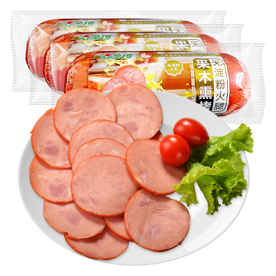 金锣350g无淀粉果木熏烤火腿（骨汤味）即食香肠汉堡三明治食材