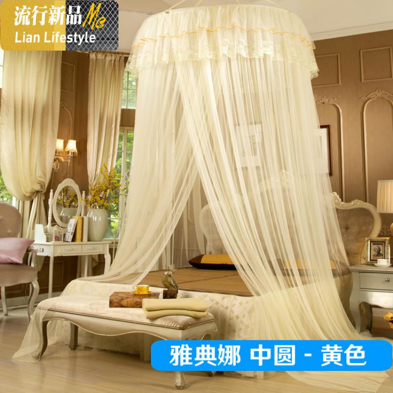 圆顶吊顶蚊帐公主圆形落地单人学生双人吸顶蚊帐1.2/1.5/1.8m米床 三维工匠