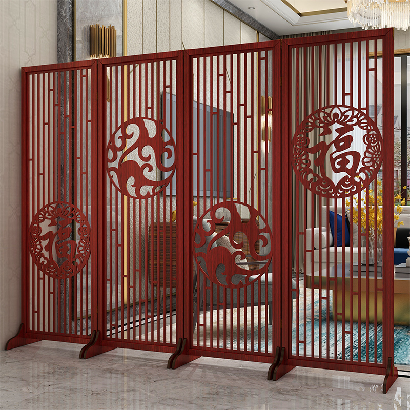 屏风隔断时尚客厅玄关新中式闪电客复古卧室移动双面折屏简约现代木