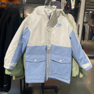NIKE耐克外套运动休闲保暖儿童连帽棉服夹克两件套FD9280-479 D