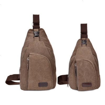 韩版休闲男士腰包胸包运动帆布男款包多功能户外小挎包潮包卡其色大号
