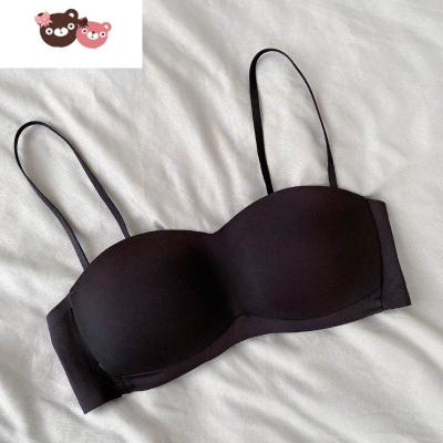 绿彩虹光薄款裹胸-隐形无肩带聚拢防滑内衣女夏纯色显小文胸罩套装文胸套装