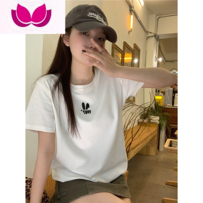 七斓网红T恤女ins超火夏季韩版2023新款白色圆领宽松百搭短袖体恤上衣