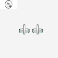 JiMi张碧晨白鹿豆豆同款原创湖蓝橙黄锆石宝石耳钉小众设计感高级轻奢