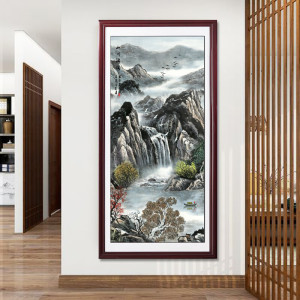 维诺亚源远流长玄关装饰挂画新中式入户走廊过道竖版茶室壁画山水画国画