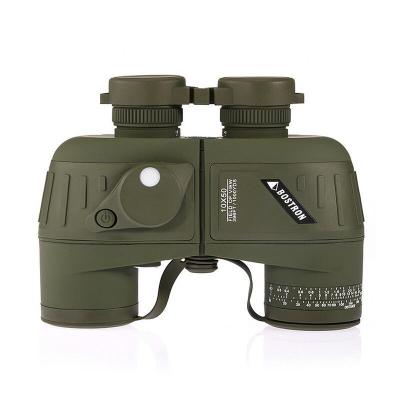 运动户外10X50带灯带罗盘仪防水袋坐标测距望远镜普通望远镜军绿色