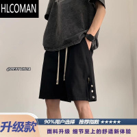 HLCOMAN排扣拉链短裤男夏季薄款美式高街vibe宽松痞帅休闲五分裤